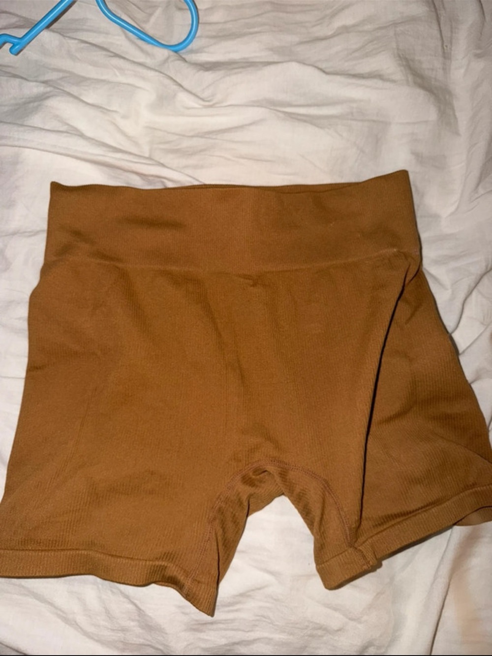 wild fable Ribbed High-Waist Bike Shorts - Rust Brown
